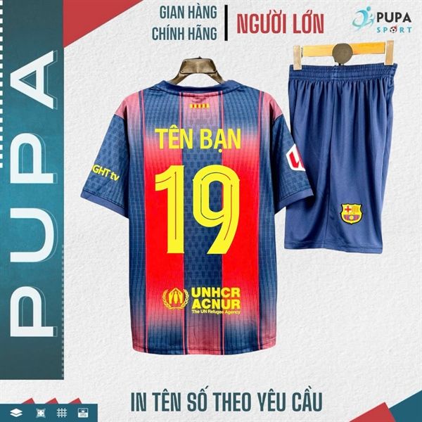 HD - CLB BARCA SÂN NHÀ 25/26 vải mè hàn - SỌC XANH ĐỎ 25/26