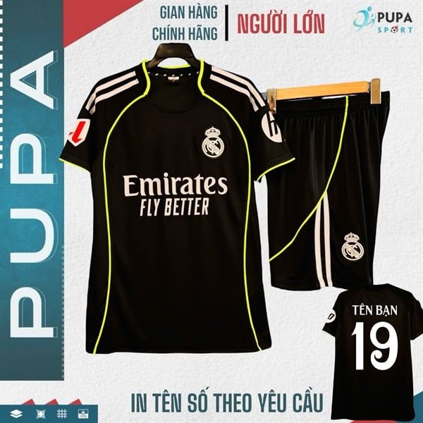 JP - Clb Real Marid Đen Viền Xanh Chuối 25/26