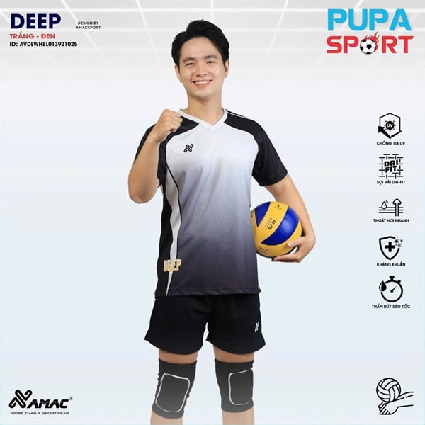 AMAC - BỘ BÓNG CHUYỀN - BC DEEP ( NAM ) - MÀU TRẮNG ĐEN