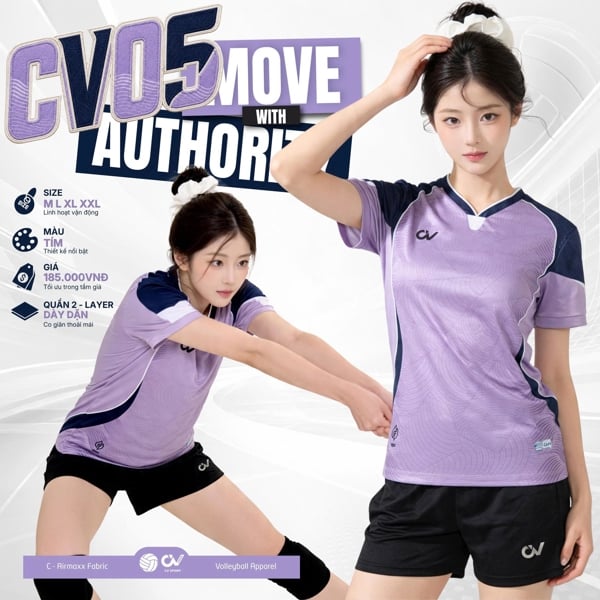 RIKI - BỘ BÓNG CHUYỀN CV05 TÍM ( NỮ )
