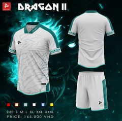 JP DRAGON II - XÁM TRẮNG XANH- Áo bóng đá không logo vải thun lạnh cao cấp