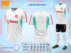 CLB MU 2024 Tezos vải mè Hàn HD - TRẮNG QUẦN ĐEN