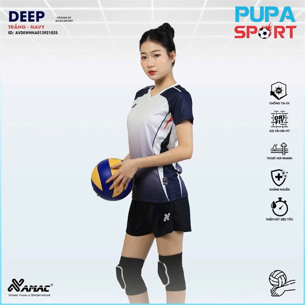AMAC - BỘ BÓNG CHUYỀN - BC DEEP ( NỮ ) - MÀU TRẮNG ĐEN