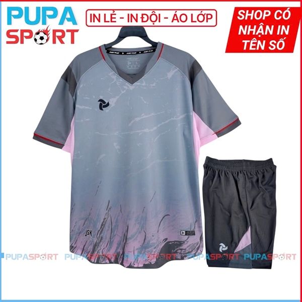 JP JSX - XÁM HỒNG - Bộ bóng đá óng đá không logo vải thun mè cao cấp