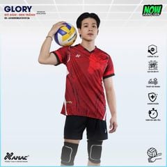 AMAC - BỘ BÓNG CHUYỀN - GLORY ( NAM )- MÀU ĐỎ ĐẬM
