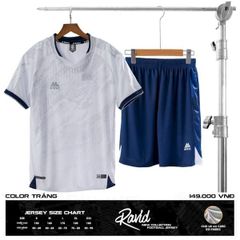 MIKAL RAVID - TRẮNG - Bộ áo bóng đá Không Logo thun mè cao cấp