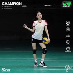 AMAC - BỘ BÓNG CHUYỀN - CHAMPION ( NỮ ) - MÀU BE ĐỎ