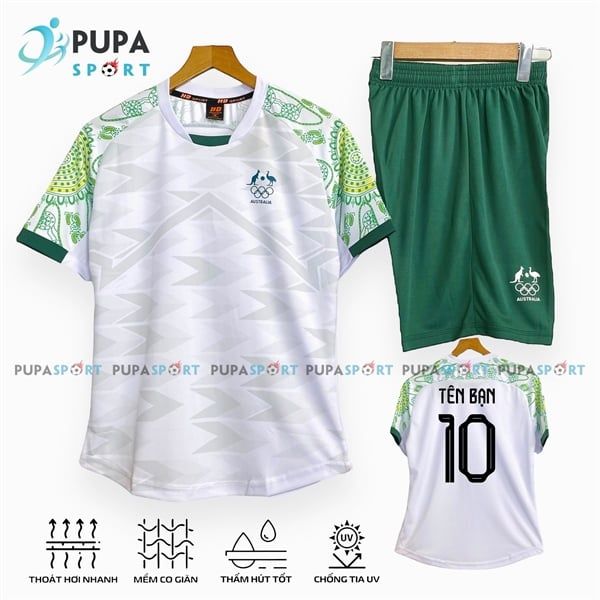 Tuyển ÚC OLYMPIC 2025 vải mè Hàn HD - TRẮNG