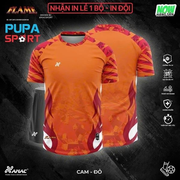 AMAC - BỘ KHÔNG LOGO FLAME - CAM ĐỎ