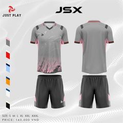 JP JSX - XÁM HỒNG - Bộ bóng đá óng đá không logo vải thun mè cao cấp