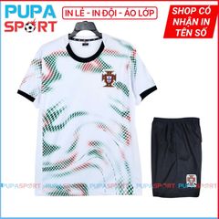 JP - Tuyển Bồ Đào Nha sân khách 2025 thun lạnh cao cấp - TRẮNG LOANG CỔ TRÒN