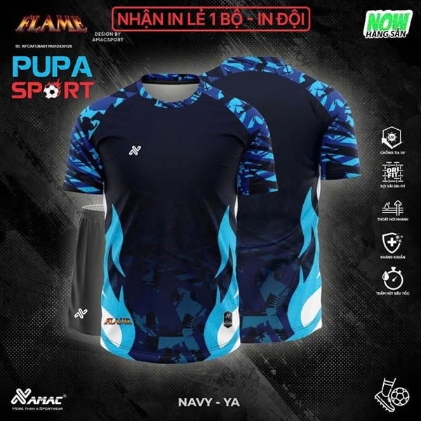 AMAC - BỘ KHÔNG LOGO FLAME - XANH NAVY DA