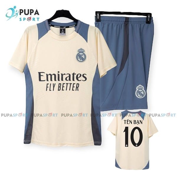 STRIVEND- Clb Real Traning C1 vải mè cao cấp - MÀU KEM