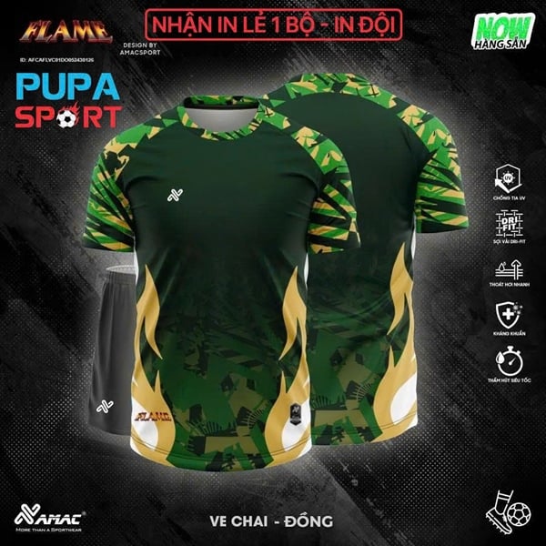 AMAC - BỘ KHÔNG LOGO FLAME - XANH CỎ CHAI ĐỒNG