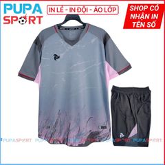 JP JSX - XÁM HỒNG - Bộ bóng đá óng đá không logo vải thun mè cao cấp