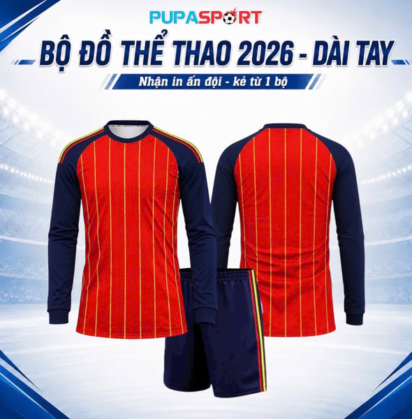 HP - ÁO TAY DÀI TUYỂN TBN KEM ( 2 SAO ) - MÀU ĐỎ