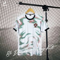 JP - Tuyển Bồ Đào Nha sân khách 2025 thun lạnh cao cấp - TRẮNG LOANG CỔ TRÒN