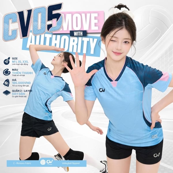 RIKI - BỘ BÓNG CHUYỀN CV05 XANH BIỂN ( NỮ )