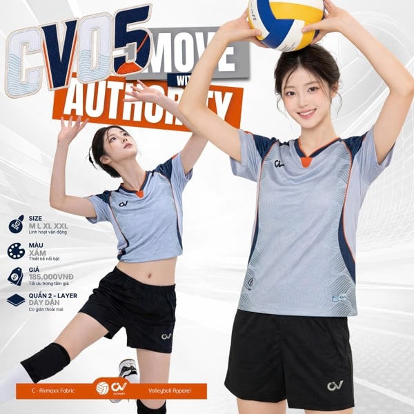 RIKI - BỘ BÓNG CHUYỀN CV05 TRẮNG CAM ( NỮ )