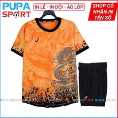 JP J-DRAGON CỔ TRÒN-MÀU CAM- Áo bóng đá Không logo thun lạnh cao cấp