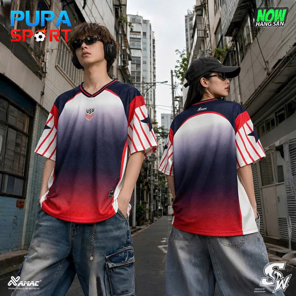 AMAC - STREETWEAR MỸ - NAVY TRẮNG ĐỎ