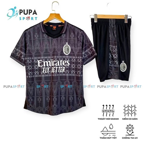 CLB AC MILAN 2024 vải mè Hàn HD - ĐEN CỔ