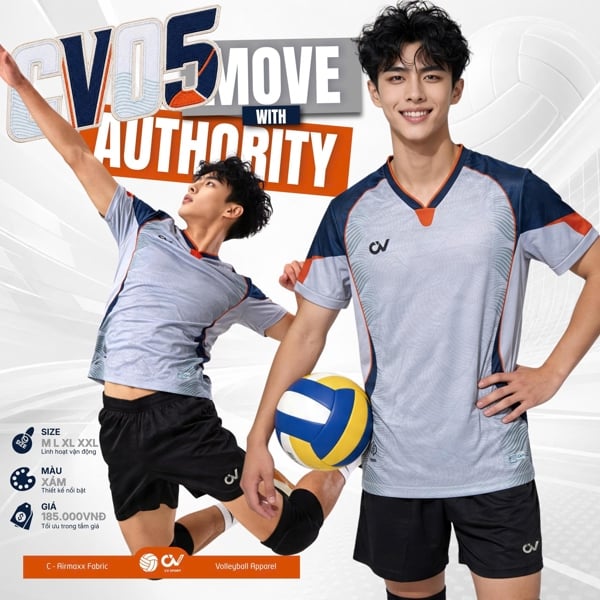 RIKI - BỘ BÓNG CHUYỀN CV05 TRẮNG CAM ( NAM )