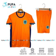 Bộ Đồ Đá Banh Jp, Hà Lan 2024 Cam, Vải Thun Lạnh Cao Cấp Cho Nam Nữ, Có In Tên Unisex Top Quần Sport