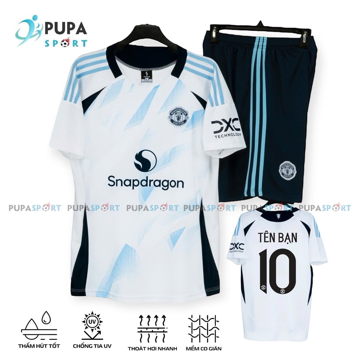 STRIVEND - CLB MU 2025 vải mè cao cấp - TRẮNG LOANG