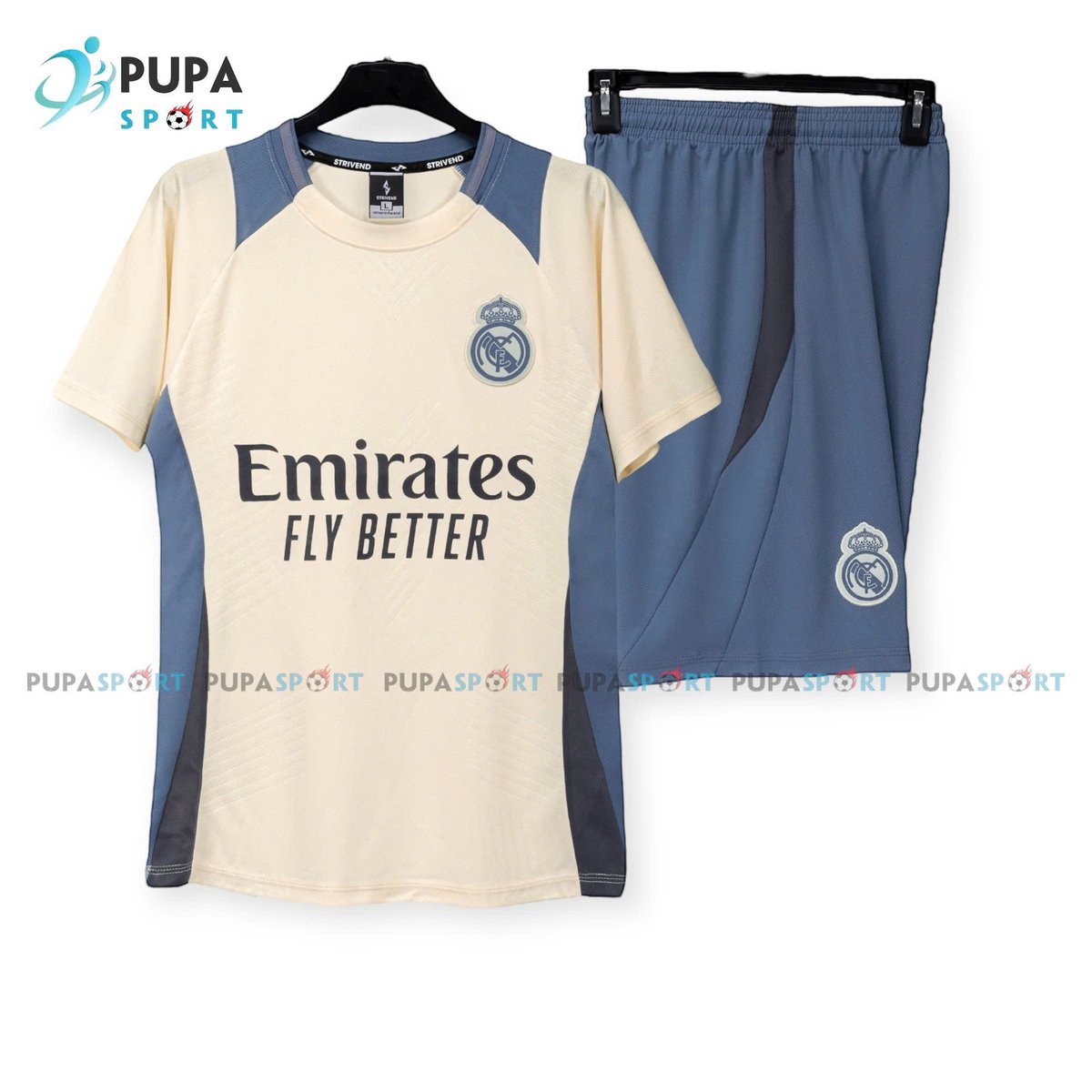 STRIVEND- Clb Real Traning C1 vải mè cao cấp - MÀU KEM