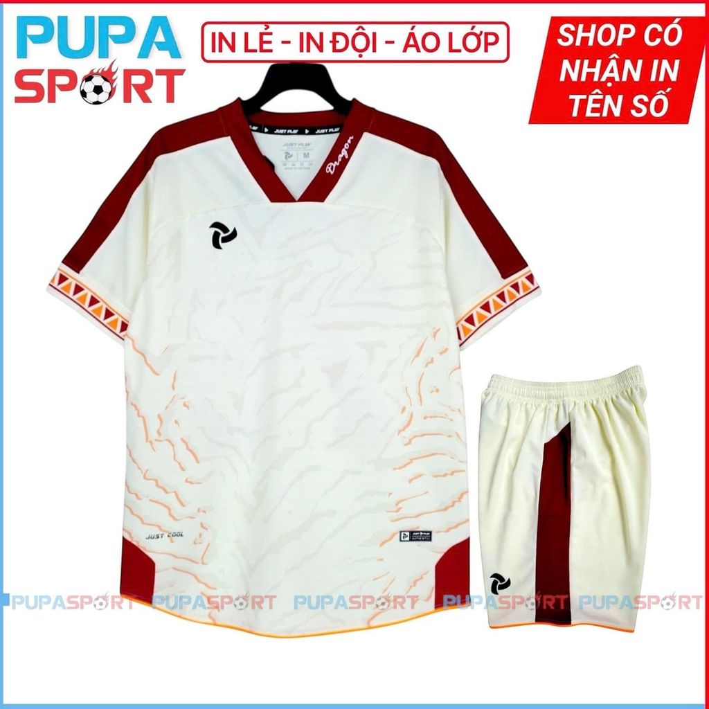 JP DRAGON II - KEM ĐỎ - Áo bóng đá không logo vải thun lạnh cao cấp