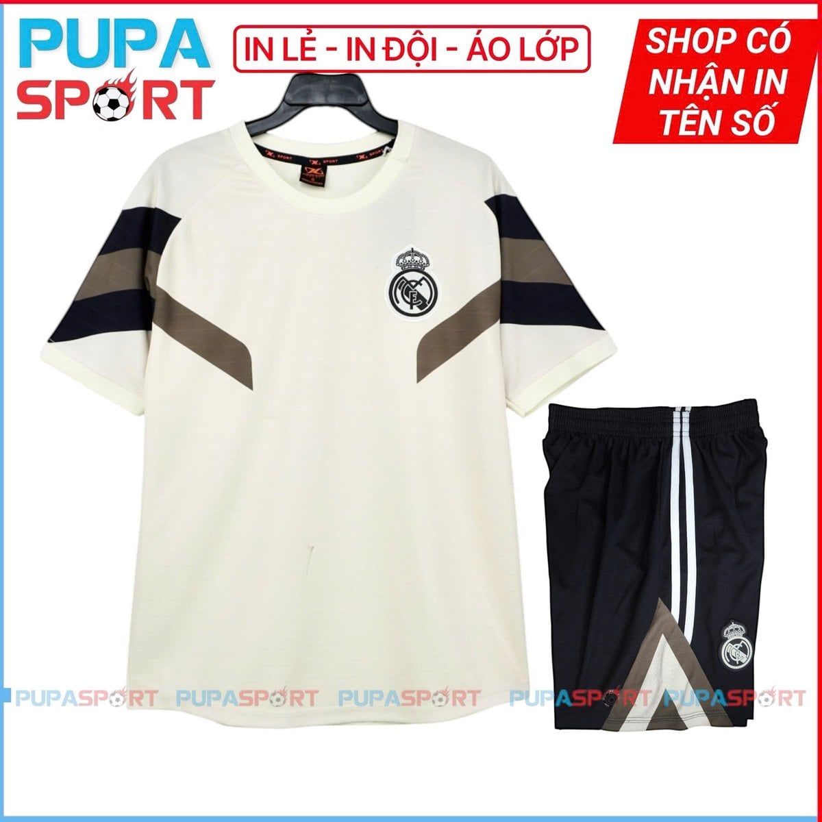 HD - CLB Real 25/26 vải mè S cao cấp - Kem Sọc