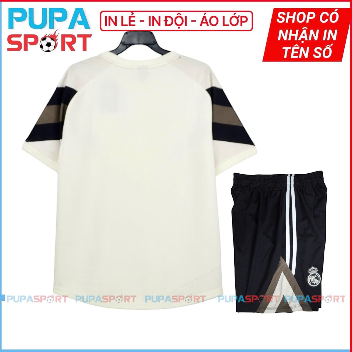 HD - CLB Real 25/26 vải mè S cao cấp - Kem Sọc