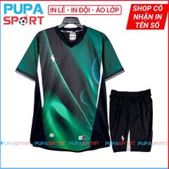 STRIVEND - Áo bóng đá không logo Strivend V7 vải Bezel - ĐEN XANH LÁ