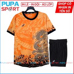 JP J-DRAGON CỔ TRÒN-MÀU CAM- Áo bóng đá Không logo thun lạnh cao cấp