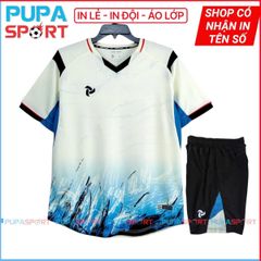 JP JSX - TRẮNG KEM - Bộ bóng đá óng đá không logo vải thun mè cao cấp