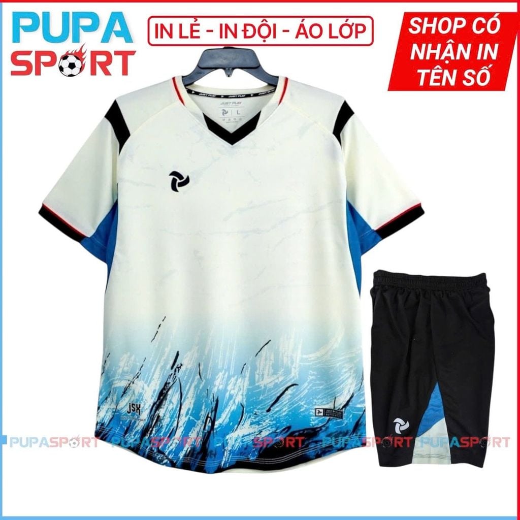 JP JSX - TRẮNG KEM - Bộ bóng đá óng đá không logo vải thun mè cao cấp