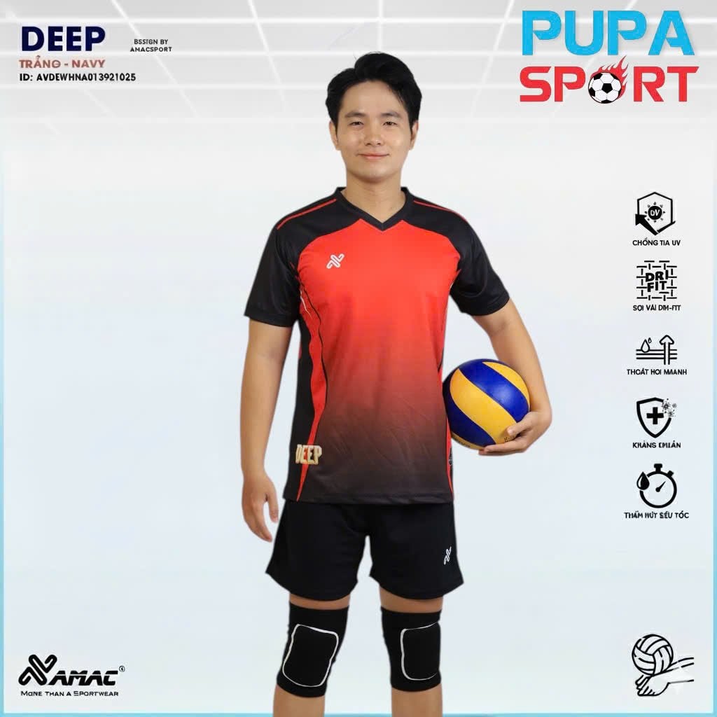 AMAC - BỘ BÓNG CHUYỀN - BC DEEP ( NAM ) - MÀU ĐỎ ĐEN