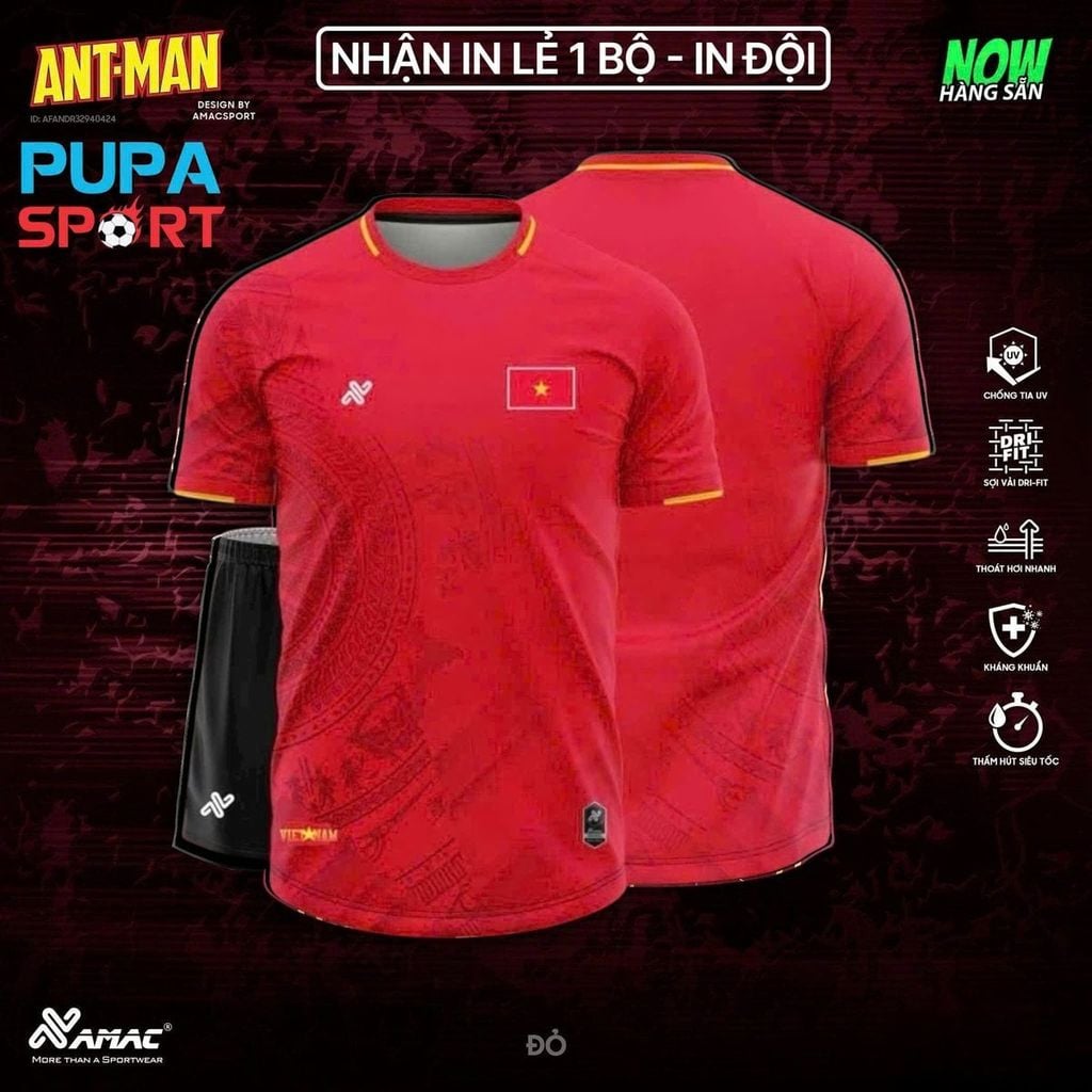 AMAC - BỘ KHÔNG LOGO - VIỆT NAM A9 - MÀU ĐỎ