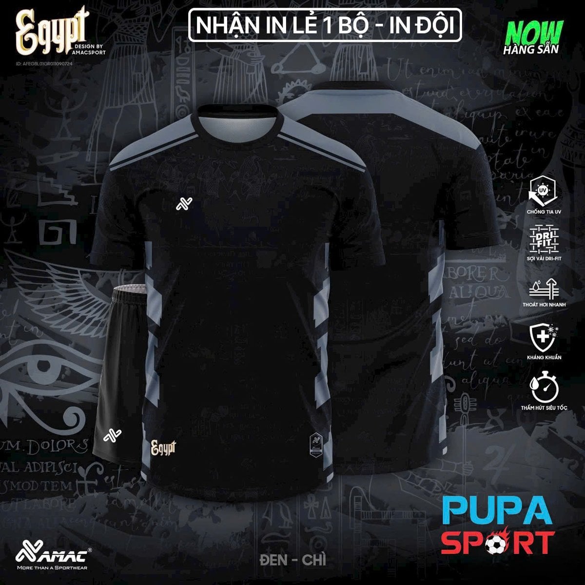AMAC - BỘ KHÔNG LOGO - EGYPT - ĐEN CHÌ