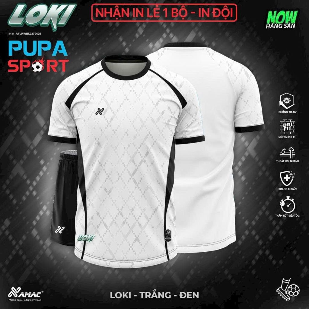 AMAC - BỘ KHÔNG LOGO - LOKI - TRẮNG ĐEN