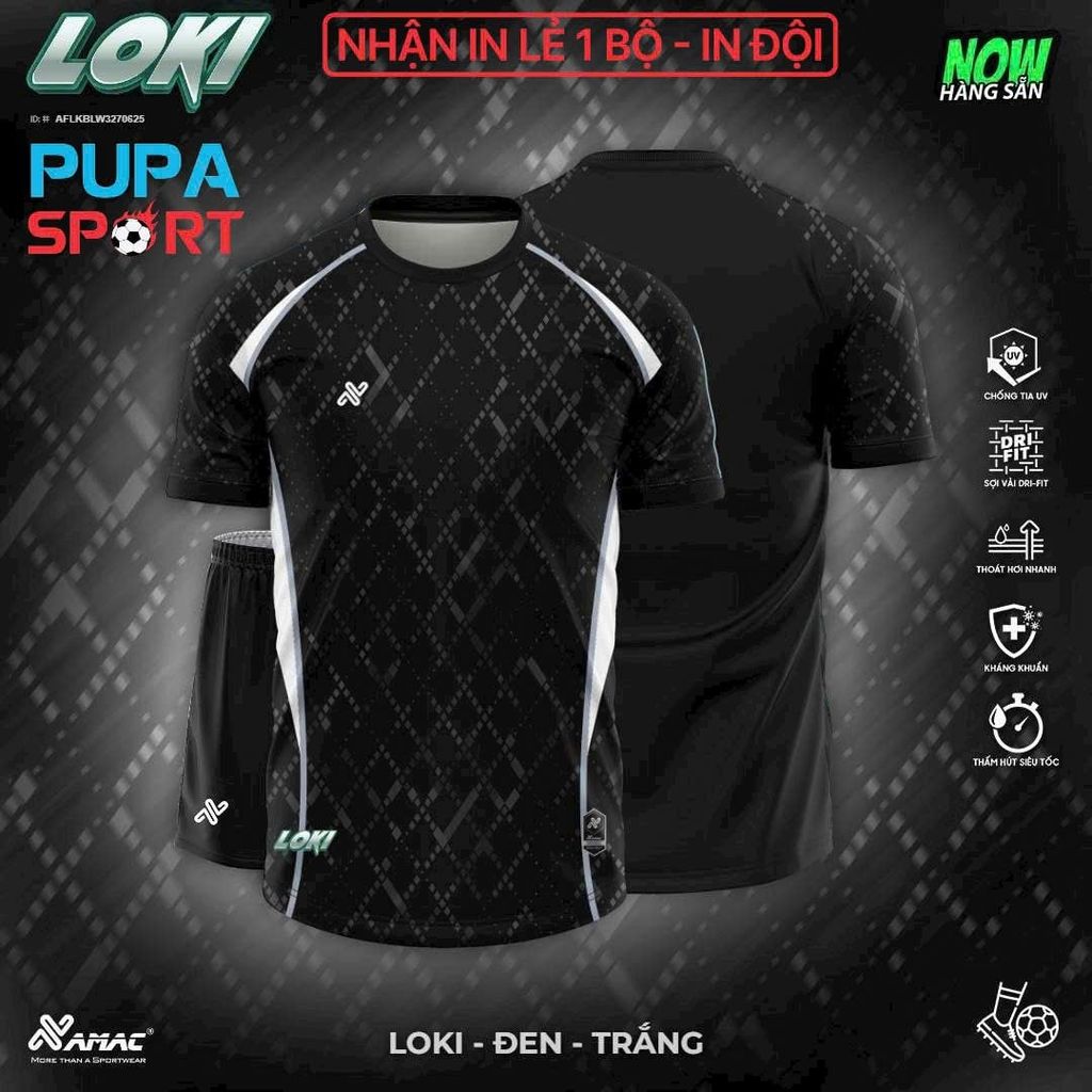 AMAC - BỘ KHÔNG LOGO - LOKI - ĐEN TRẮNG
