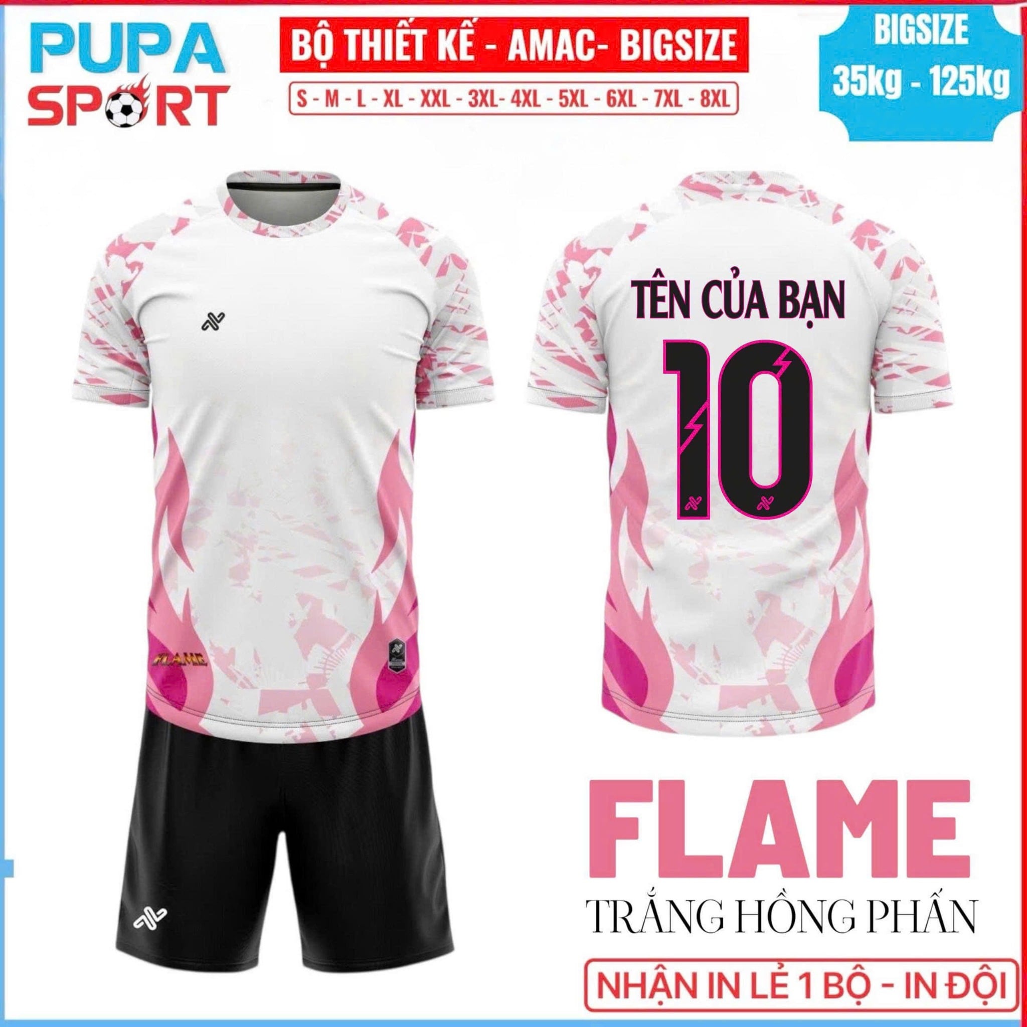 AMAC - BỘ KHÔNG LOGO FLAME - TRẮNG HỒNG PHẤN