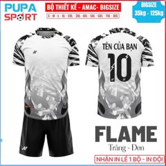 AMAC - BỘ KHÔNG LOGO FLAME - TRẮNG ĐEN