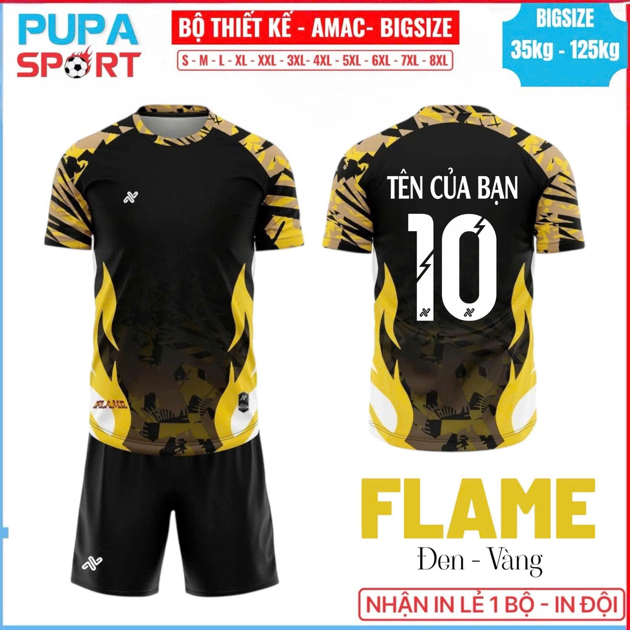 AMAC - BỘ KHÔNG LOGO FLAME - ĐEN VÀNG