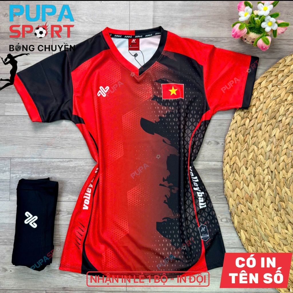 AMAC - BỘ BÓNG CHUYỀN - VLB VIỆT NAM A2 ( NỮ ) - MÀU ĐỎ ĐEN