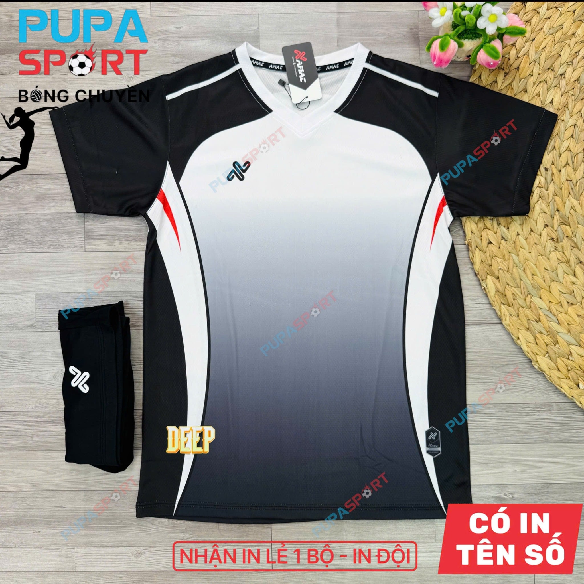 AMAC - BỘ BÓNG CHUYỀN - BC DEEP ( NAM ) - MÀU TRẮNG ĐEN