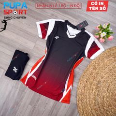 AMAC - BỘ BÓNG CHUYỀN - CHAMPION ( NỮ ) - MÀU ĐEN ĐỎ ĐẬM