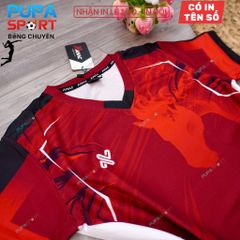 AMAC - BỘ BÓNG CHUYỀN - GLORY ( NỮ )- MÀU ĐỎ ĐẬM