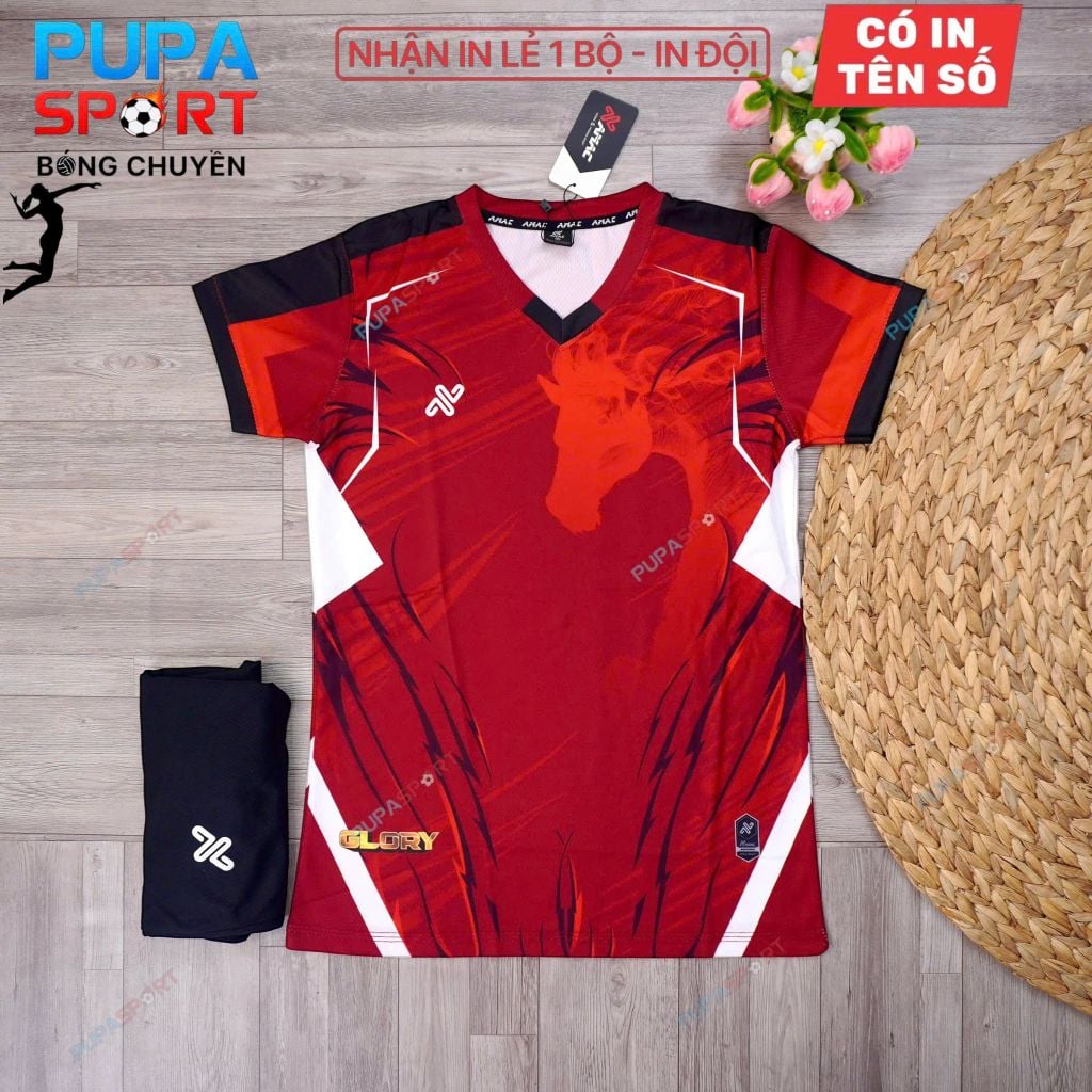 AMAC - BỘ BÓNG CHUYỀN - GLORY ( NAM )- MÀU ĐỎ ĐẬM